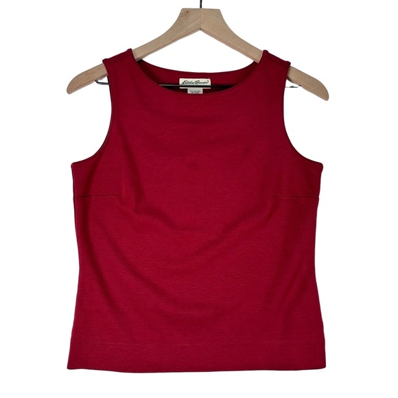 Eddie Bauer Red Sleeveless Crew Neck Stretch Comfort Soft Tank Top Size S Petite - Picture 1 of 13